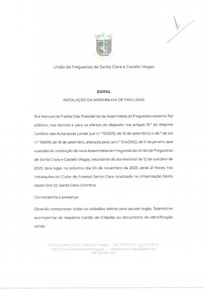 Instalação da Assembleia de Freguesia Instalação da Assembleia de Freguesia